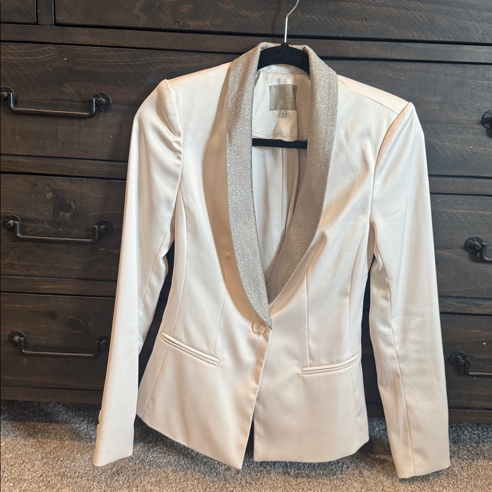 Guess Ivory Jacket with Metallic Details